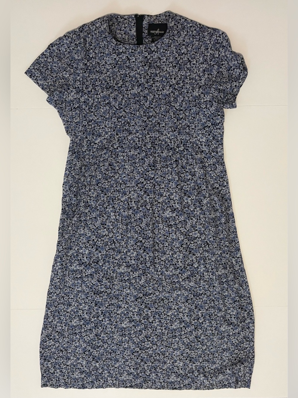 Positive Attitude Blue Floral Short Sleeve Shift Dress 12Petite